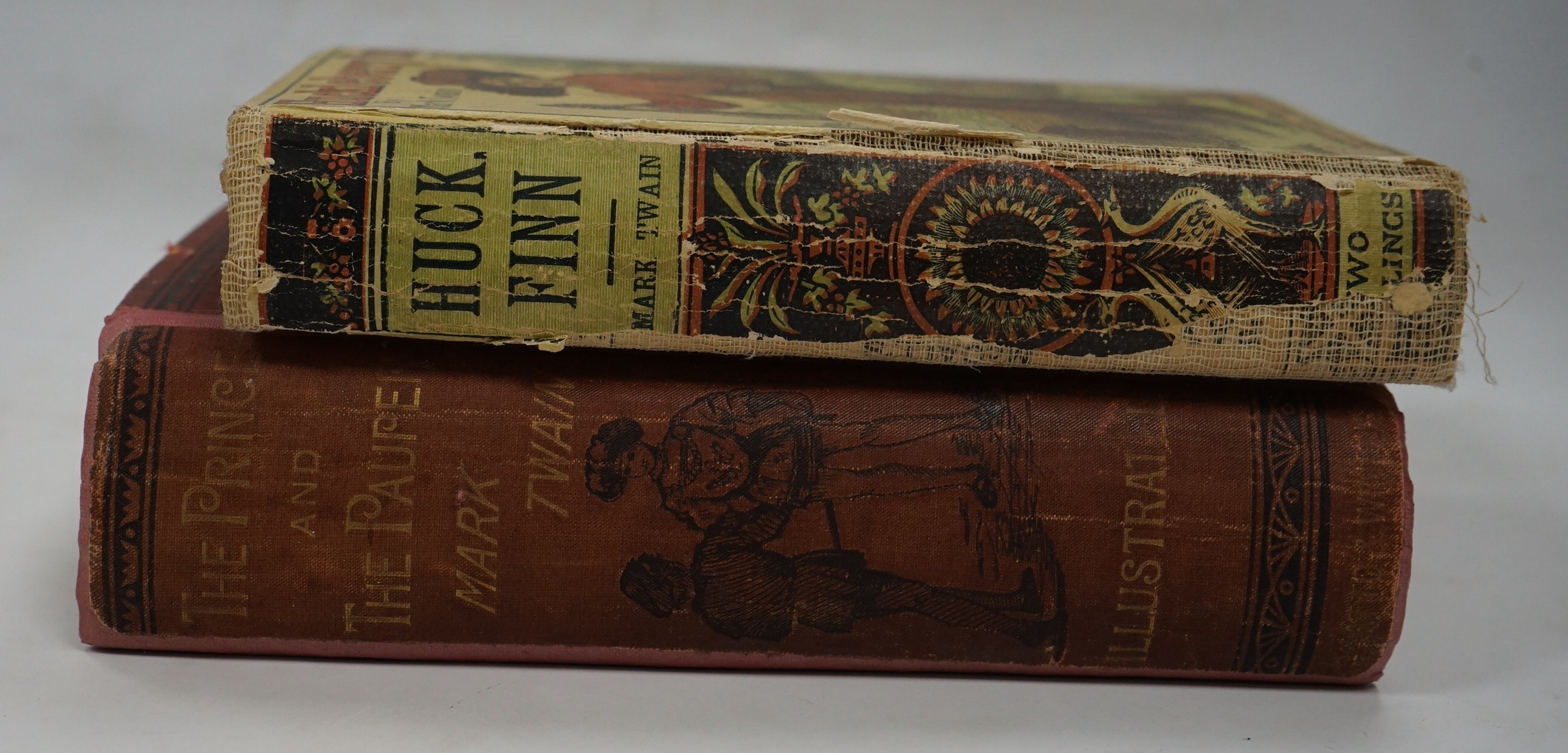 Twain, Mark - The Prince and the Pauper ... First Edition (first issue). frontis., num. engraved illus., facsimile leaf; original pictorial and gilt lettered cloth (rebacked with spine laid-down), patterned e/ps. Chatto